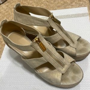 Michael Kors Damita Wedge Sandal. Taupe